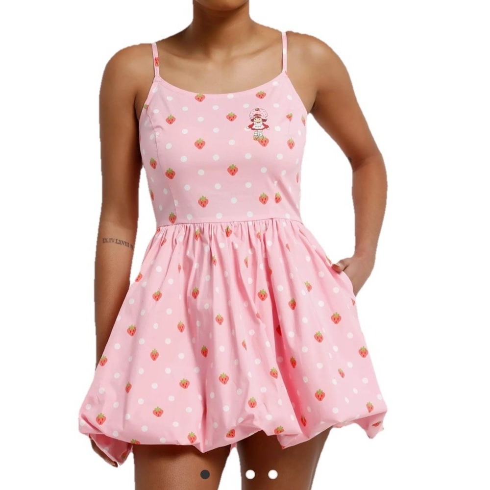 Hot Topic Strawberry Shortcake Cami Bubble Dress Sweet‎ Cute Kawaii Tea Party XS